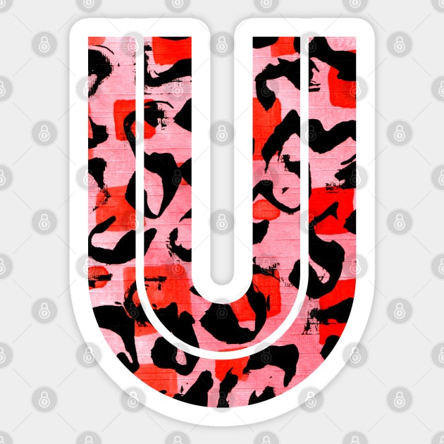 Letter U Watercolour Leopard Print Alphabet Red Sticker by Squeeb Creative